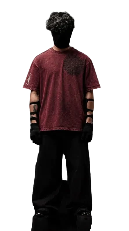 "BLOOD-ROSE" MANDALA ACID-WASH TEE